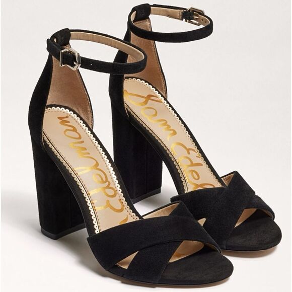 Sam Edelman Shoes - SAM EDELMAN Women's Yancy Ankle Strap Sandal Black Suede Size 9.5